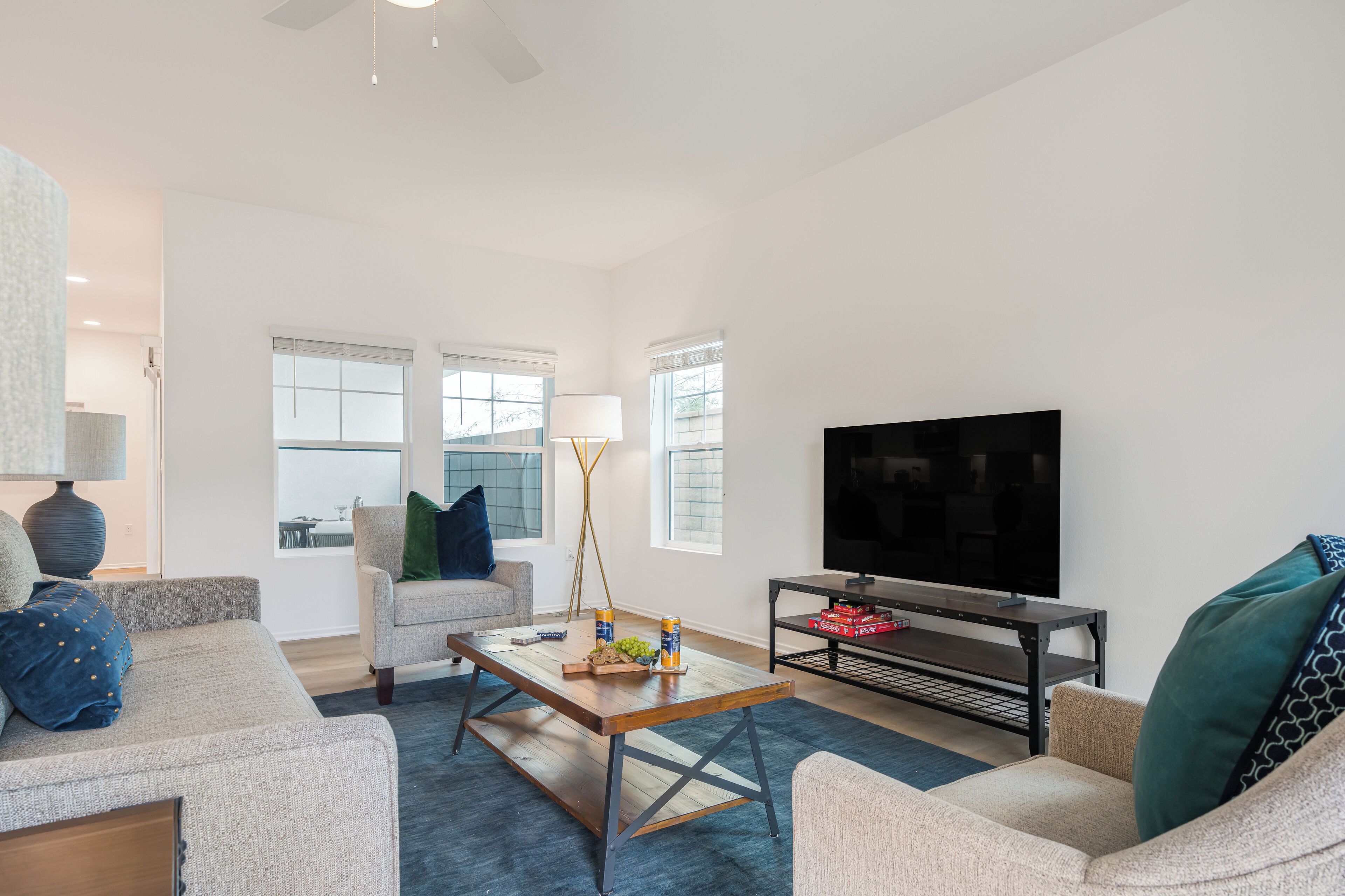 Modern design meets desert comfort in this bright and airy living space.
