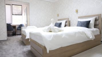 Chambre Confort avec lits jumeaux, climatisation, vue ville