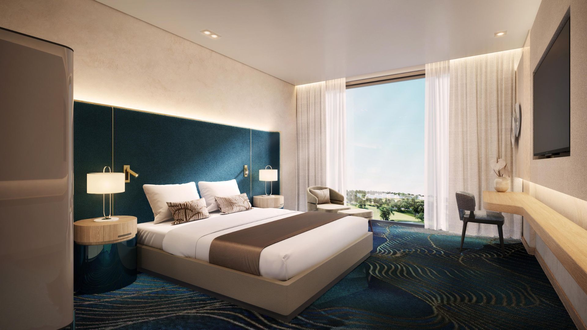 Frigobar, cortinas blackout, ferros/tábuas de passar roupa