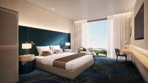 Frigobar, cortinas blackout, ferros/tábuas de passar roupa