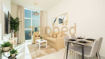 Leilighet, balkong, byutsikt | Innvendig