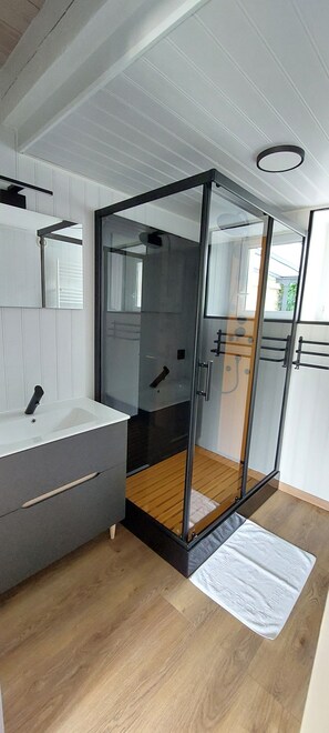 Shower, towels, toilet paper - Gite Rive Charente Le Bateau (Bords)