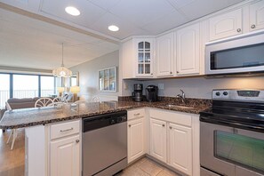 Fridge, microwave, oven, stovetop - Remodel 2BD/2 bath direct Ocean Front condo  with outdoor pool (Ocean City)