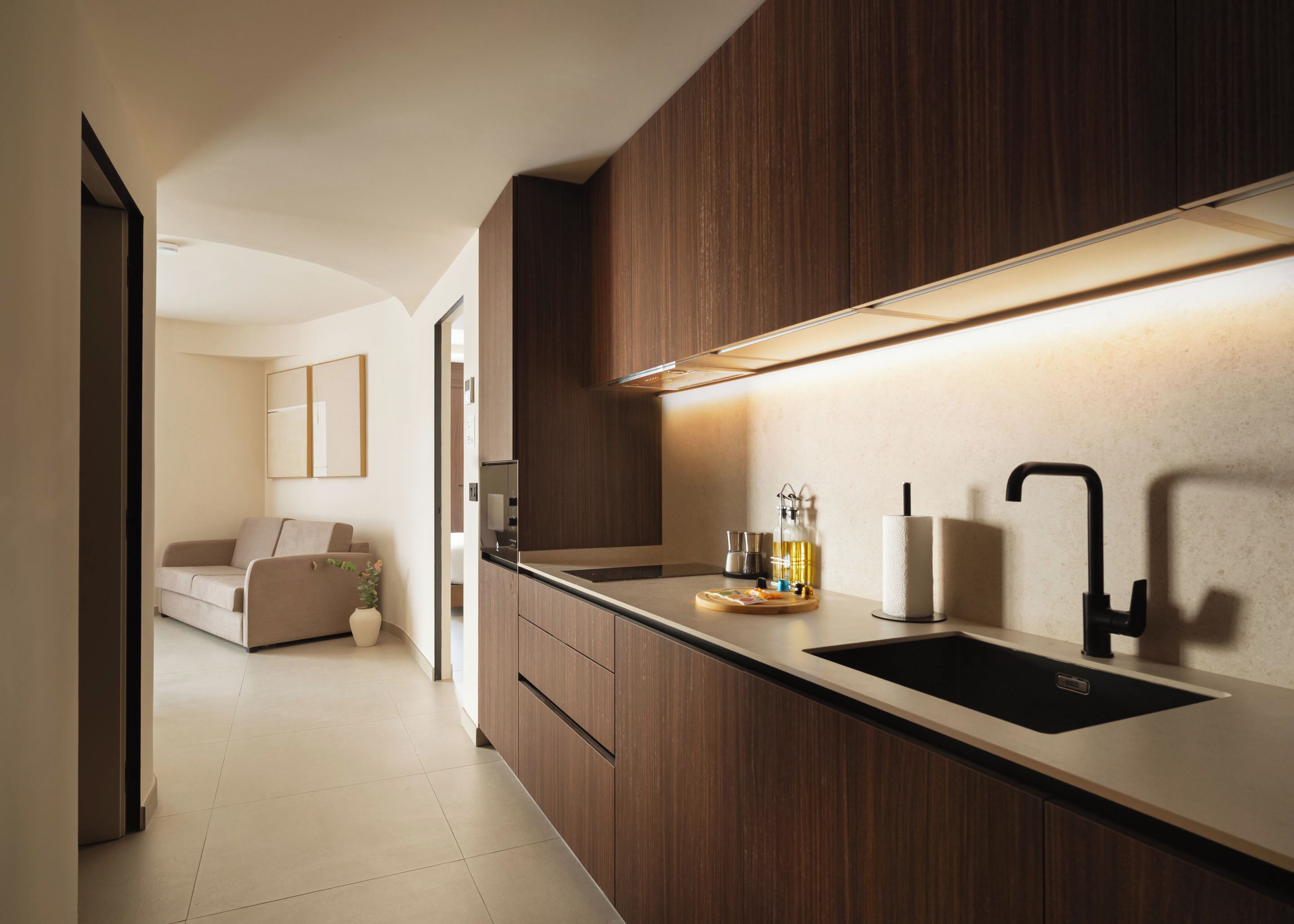 컴포트 아파트, 침실 2개 | 전용 주방 | 냉장고, 전자레인지, 오븐, 쿡탑