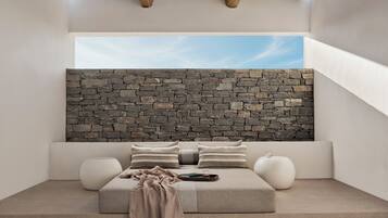 Estate Suite Private Pool Sea View | Ropa de cama de alta calidad y caja de seguridad en la habitación