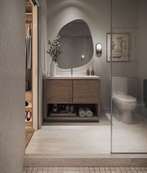 シャワー付き浴槽、バスアメニティ (無料)、ヘアドライヤー、タオル