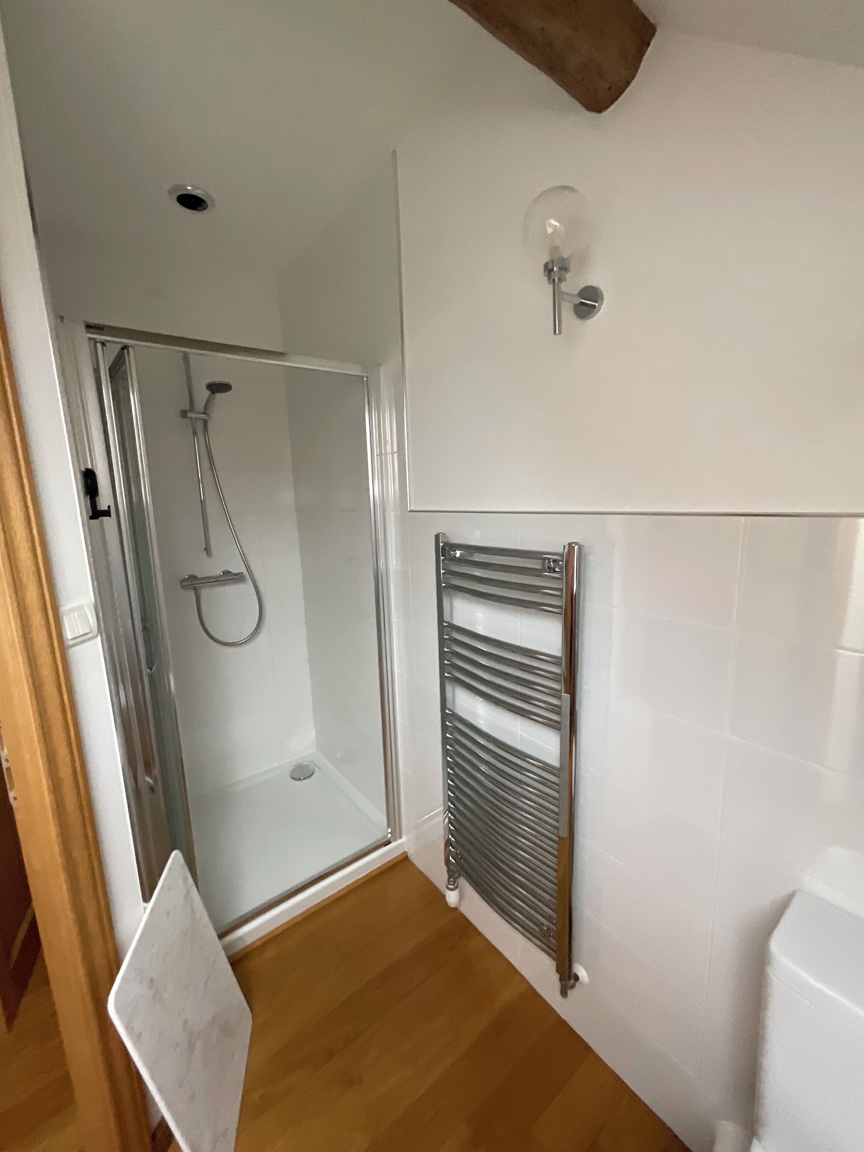 Hair dryer, towels, toilet paper