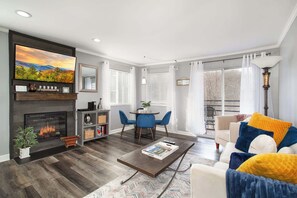 TV, fireplace, offices