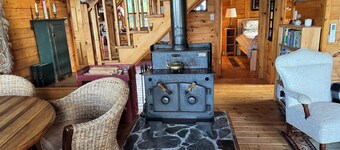 Log chalet on a high bluff overlooking the Atlantic Ocean