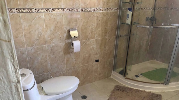 A bathroom with a toilet, sink, and shower area. - Room-lady Room in Puntacana (Punta Cana)