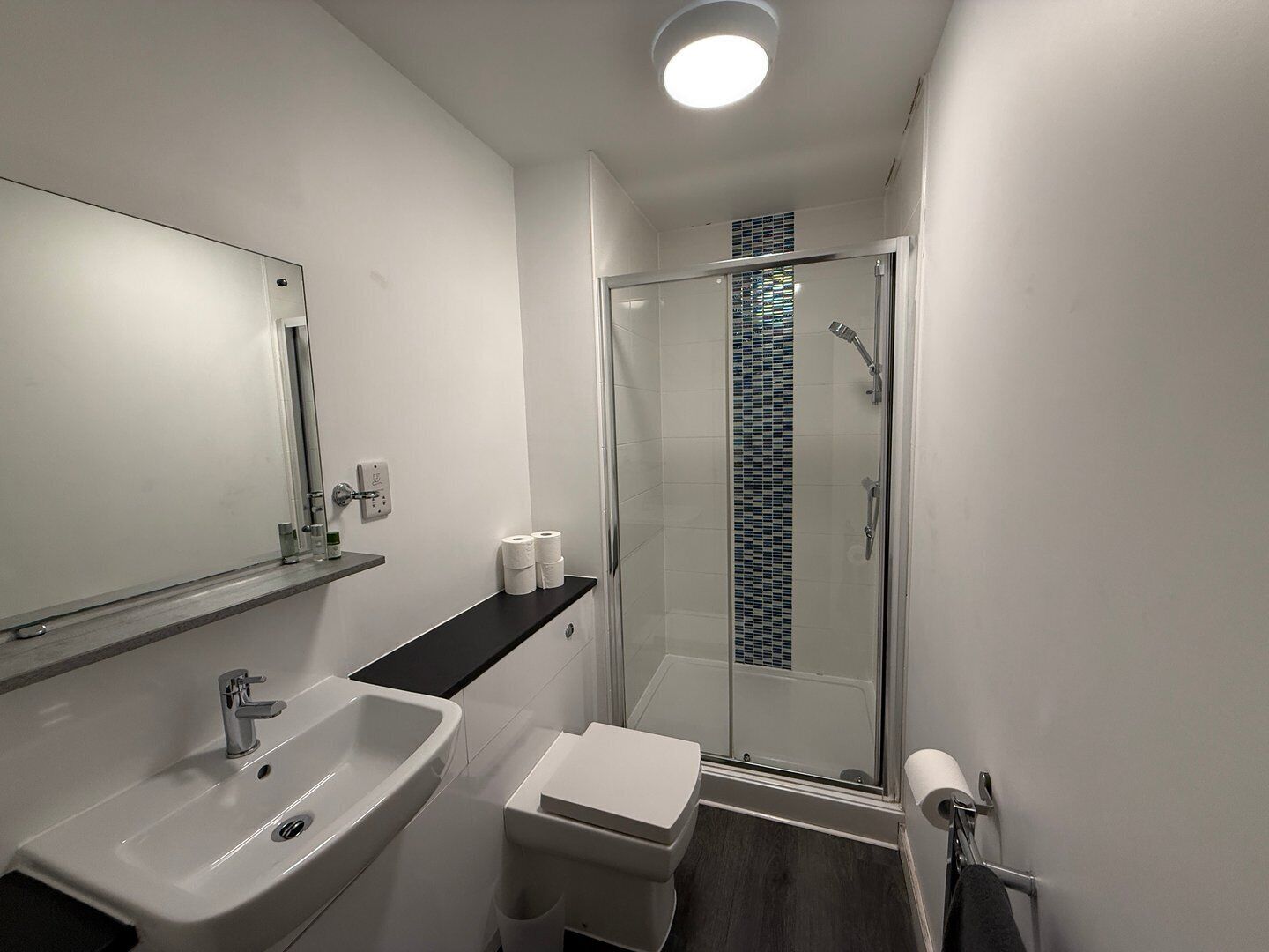 Ducha, secador de pelo y toallas