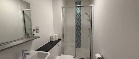 Dusche, Haartrockner, Handtücher