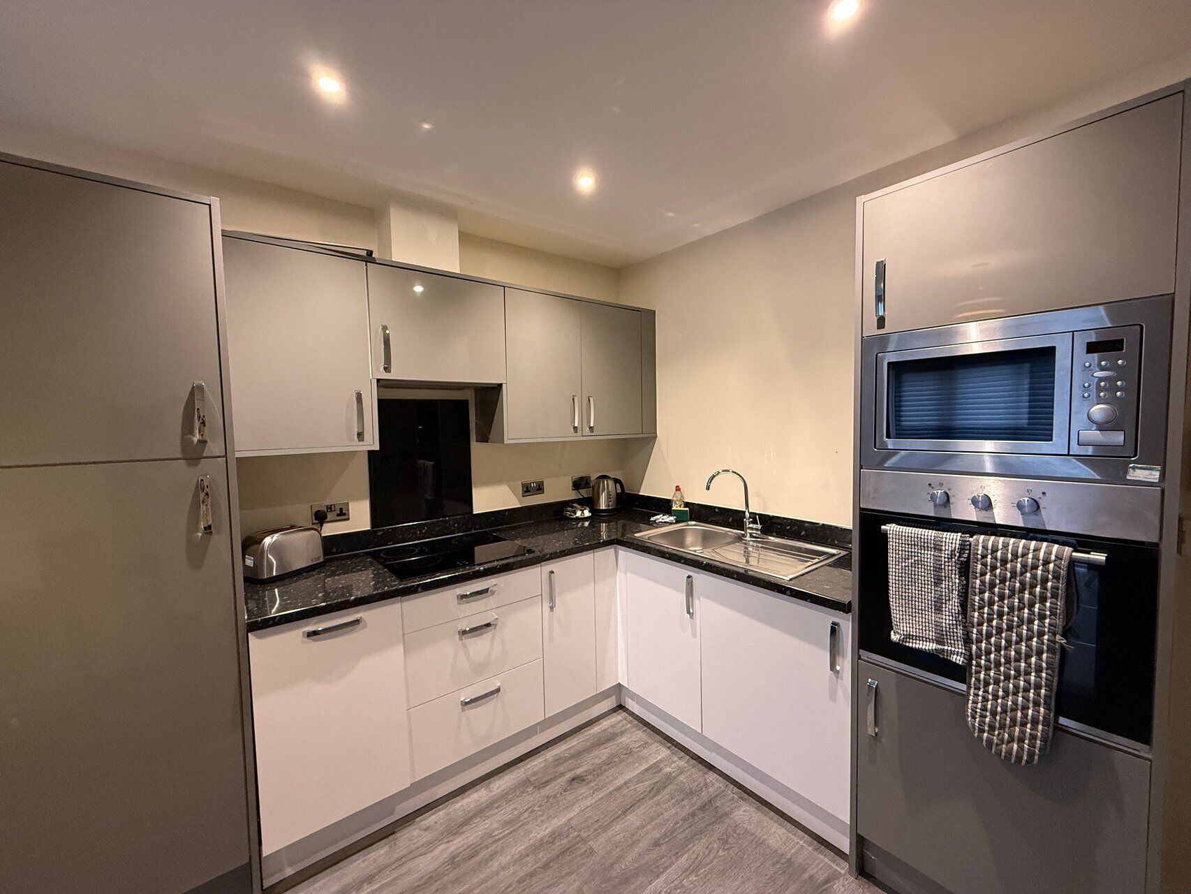 Fridge, microwave, oven, dishwasher