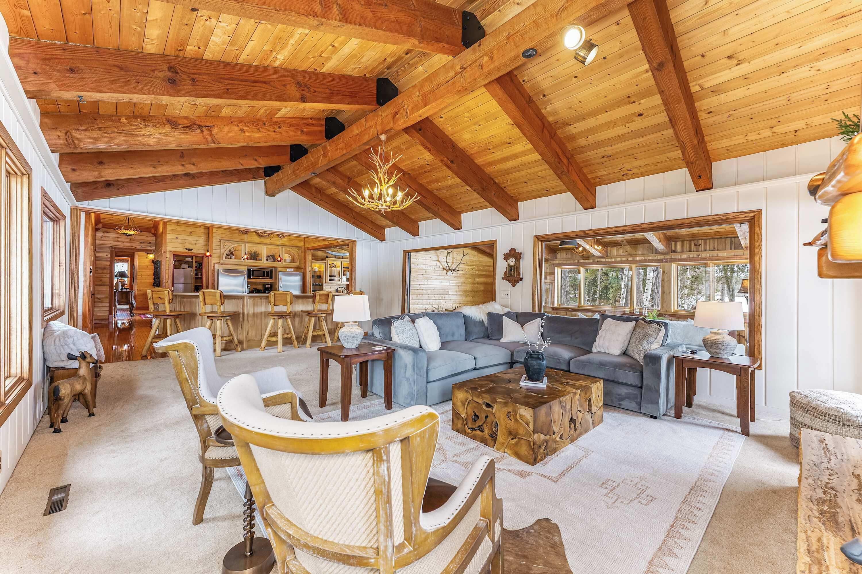 Télévision, cheminée, espaces bureaux