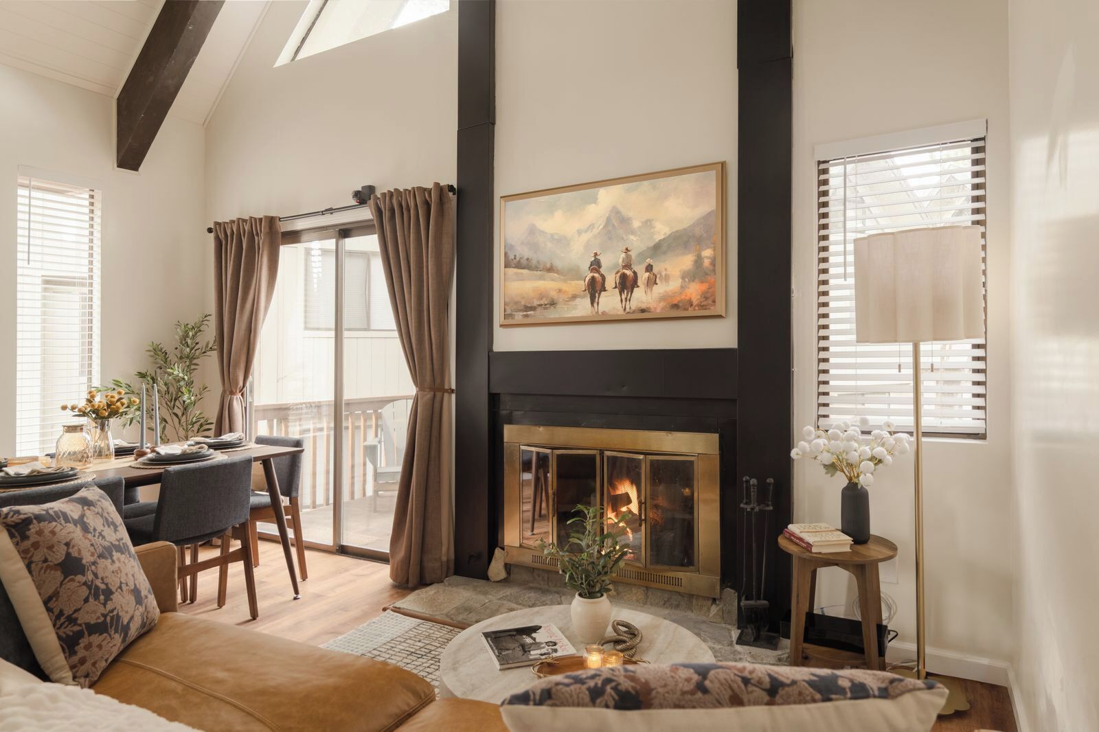 TV, fireplace, ping pong, books