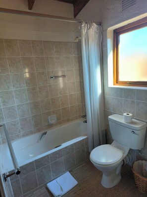 Hair dryer, towels, toilet paper