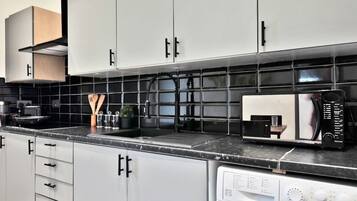 Fridge, microwave, oven, toaster