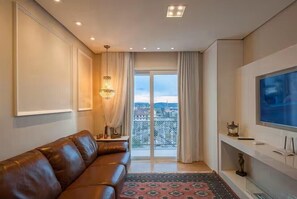 City Apartment, 1 Queen Bed with Sofa bed, Air conditioning, City View | Living area - Stay Home Luxo Gramado | 1min Rua Coberta | Ar Cond | Premium (Gramado)