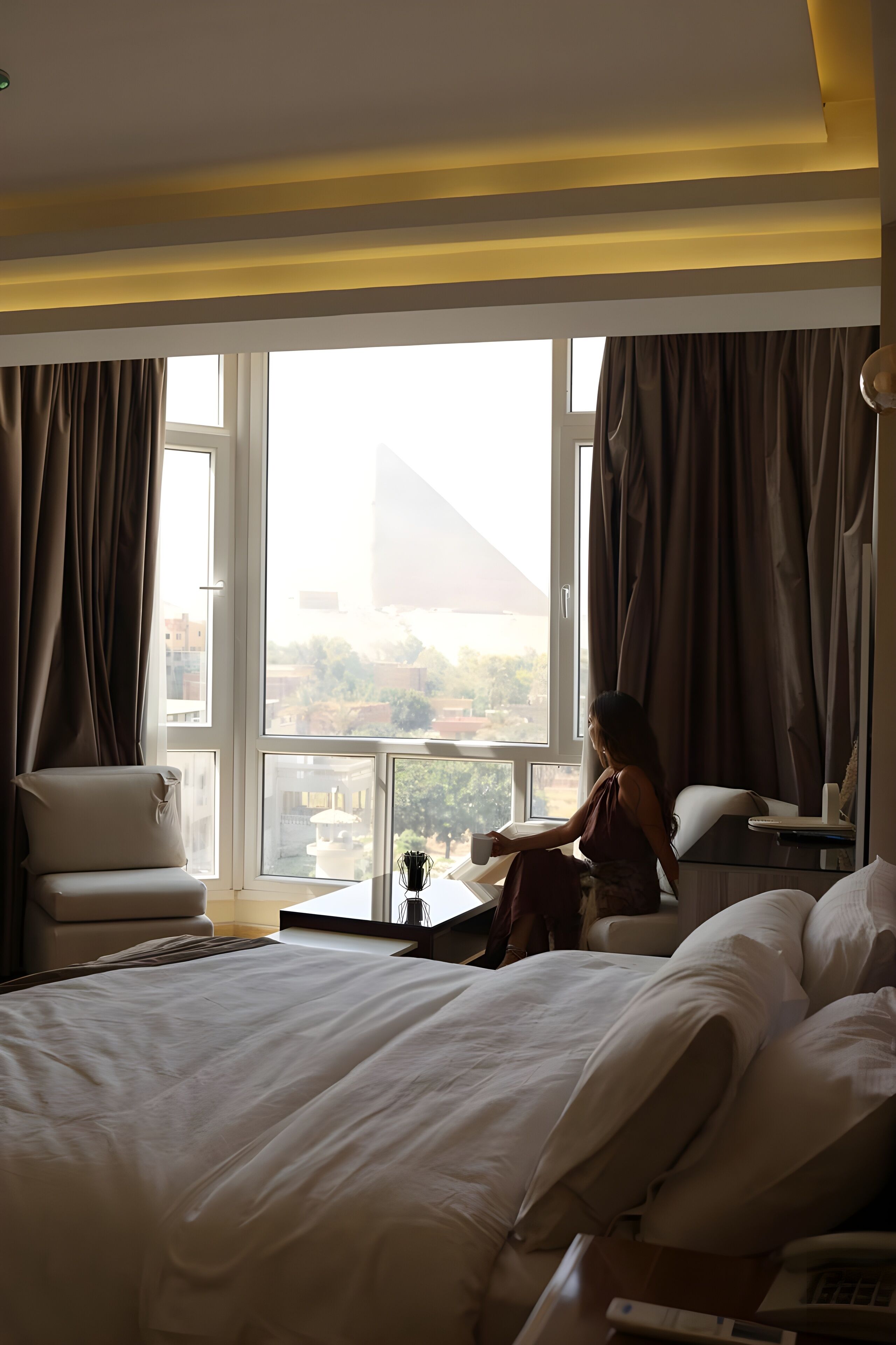 Kamer, 1 twee- of 2 eenpersoonsbedden, balkon, uitzicht op de stad