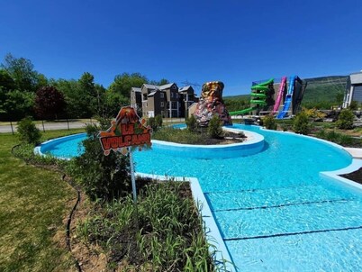 2-bedroom condo with water park, spa and gym!