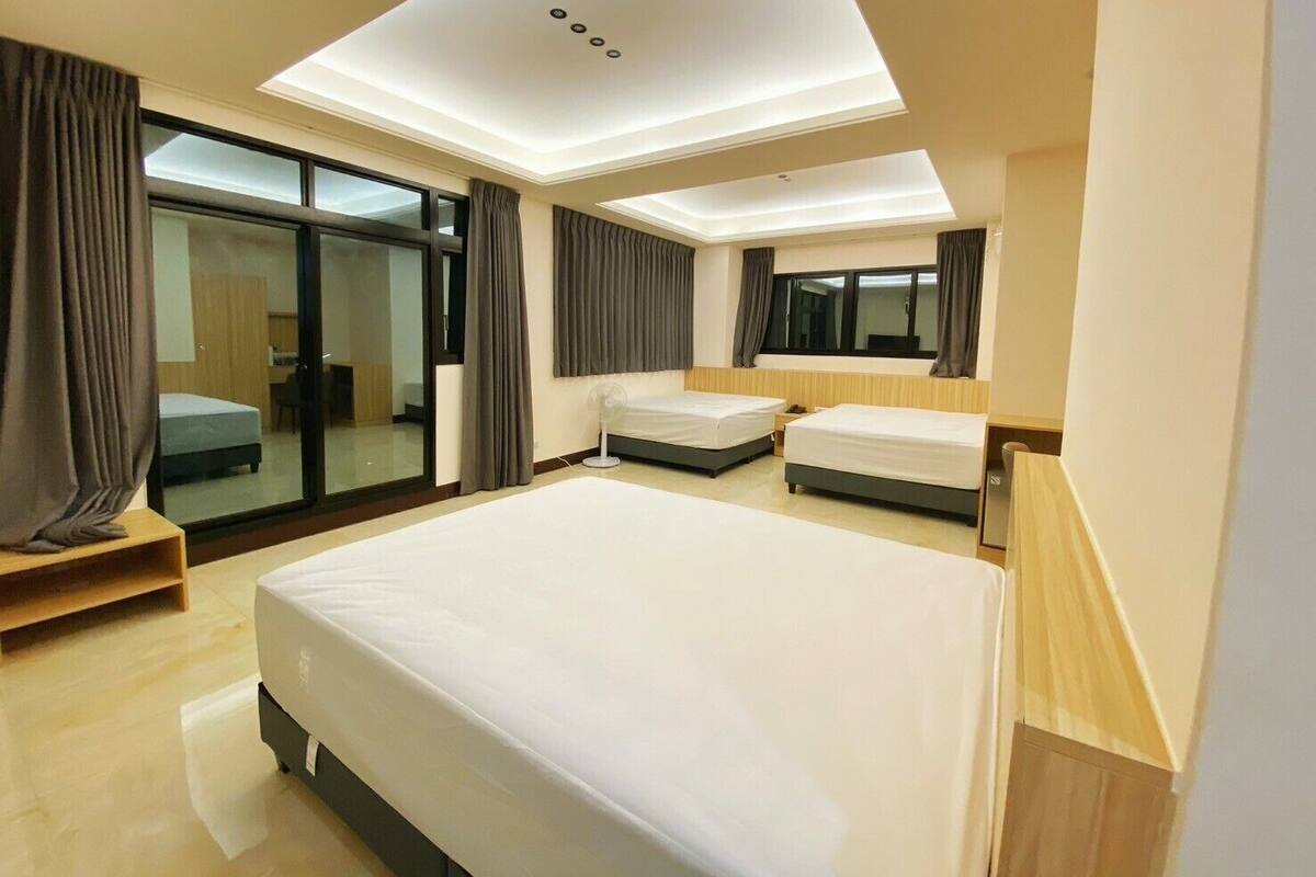 Quadruple Room, Multiple Beds, Partial Sea View | Blackout curtains, soundproofing, free WiFi