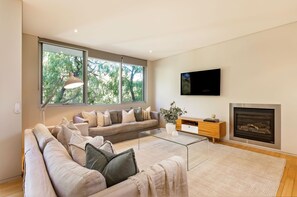 TV, fireplace, ping pong, books