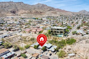 A residential area with a prominent red house icon indicating a location. - Medical Stay 2BR | Central El Paso Near Hospitals (El Paso)