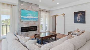 TV, fireplace, table football, offices