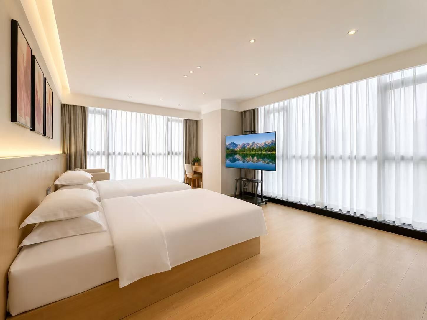 Quarto duplo empresarial | Frigobar, Wi-Fi de cortesia