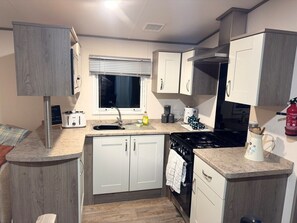 Fridge, microwave, oven, toaster