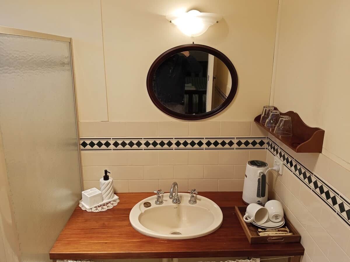 Shower, soap, toilet paper