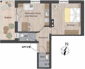 Floor plan - Appartements Andrea Cäciel - Alpline Appartements KG: Apartment - Ground floor (Kitzbühel)