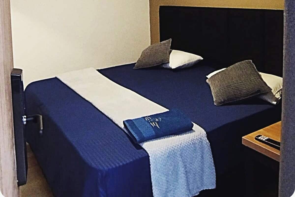 Down comforters, desk, free WiFi, bed sheets