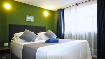 Down comforters, desk, free WiFi, bed sheets