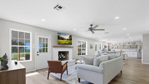 House, Multiple Beds, Pool Access, Pool View (359 Moellering) | Living area - Rivers Oaks-the Ranch House Pool & Hot-tub! (Fredericksburg)