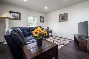 House, Multiple Beds, Hot Tub, Garden View (2485 Old San Antonio) | Living area - Charming Farmhouse W/hot-tub Near 290 Wine Trail (Fredericksburg)