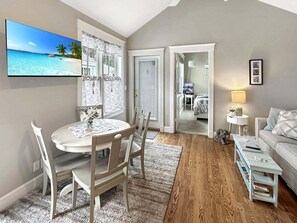 TV, DVD player - Seaglass Village 217 - Barefoot Escape: Cozy 2-bedroom condo in Wells, Maine. (Wells)