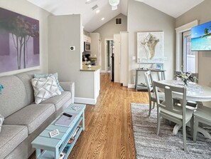 TV, DVD player - Seaglass Village 217 - Barefoot Escape: Cozy 2-bedroom condo in Wells, Maine. (Wells)