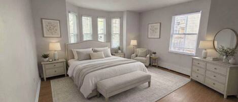 2 bedrooms, iron/ironing board, internet, bed sheets