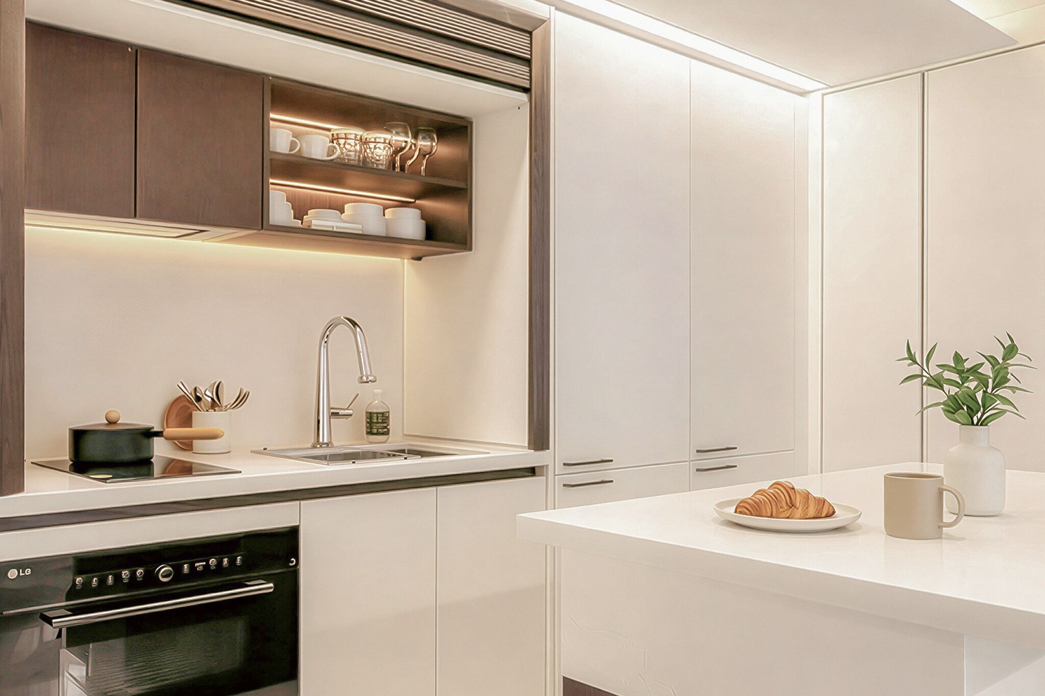 Basic-Suite | Eigene Küche | Großer Kühlschrank, Mikrowelle, Ofen, Herdplatte