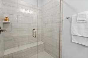 Shower, hair dryer, towels, soap - Cozy Carolina Retreat at Charlotte's Edge (Indian Land)
