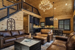 TV, fireplace, offices - Luxury Cabin w/ Hot Tub & Smoky Mountain Views (Sevierville)