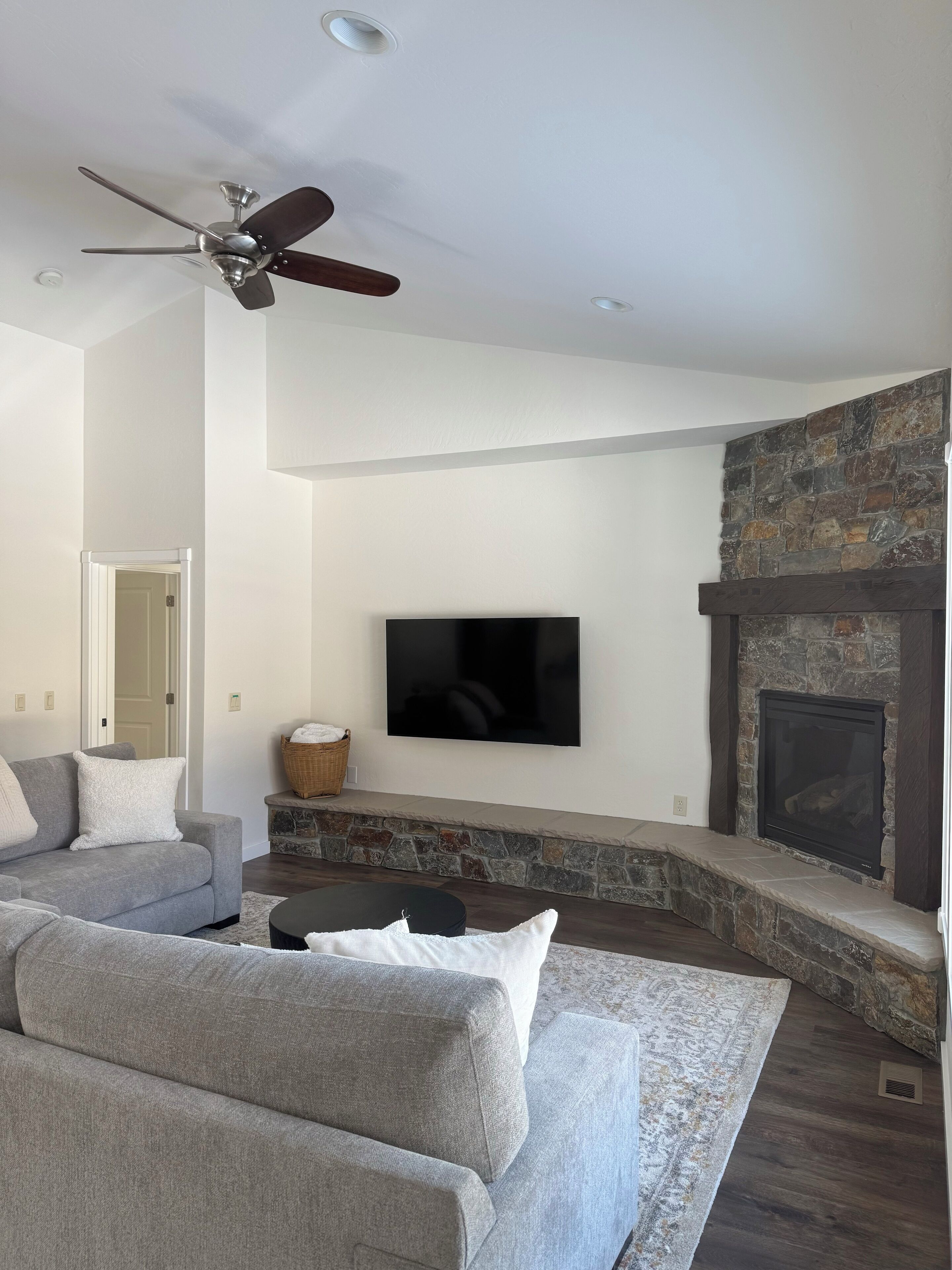 Smart TV, fireplace, video games, foosball