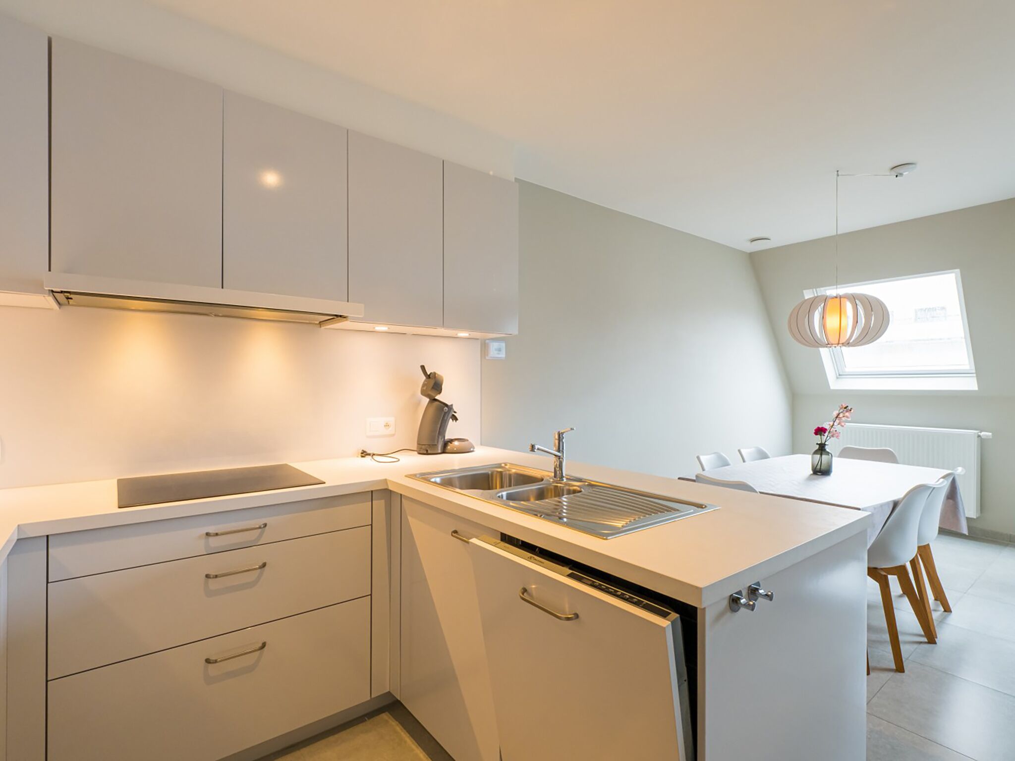 Fridge, oven, dishwasher, coffee/tea maker