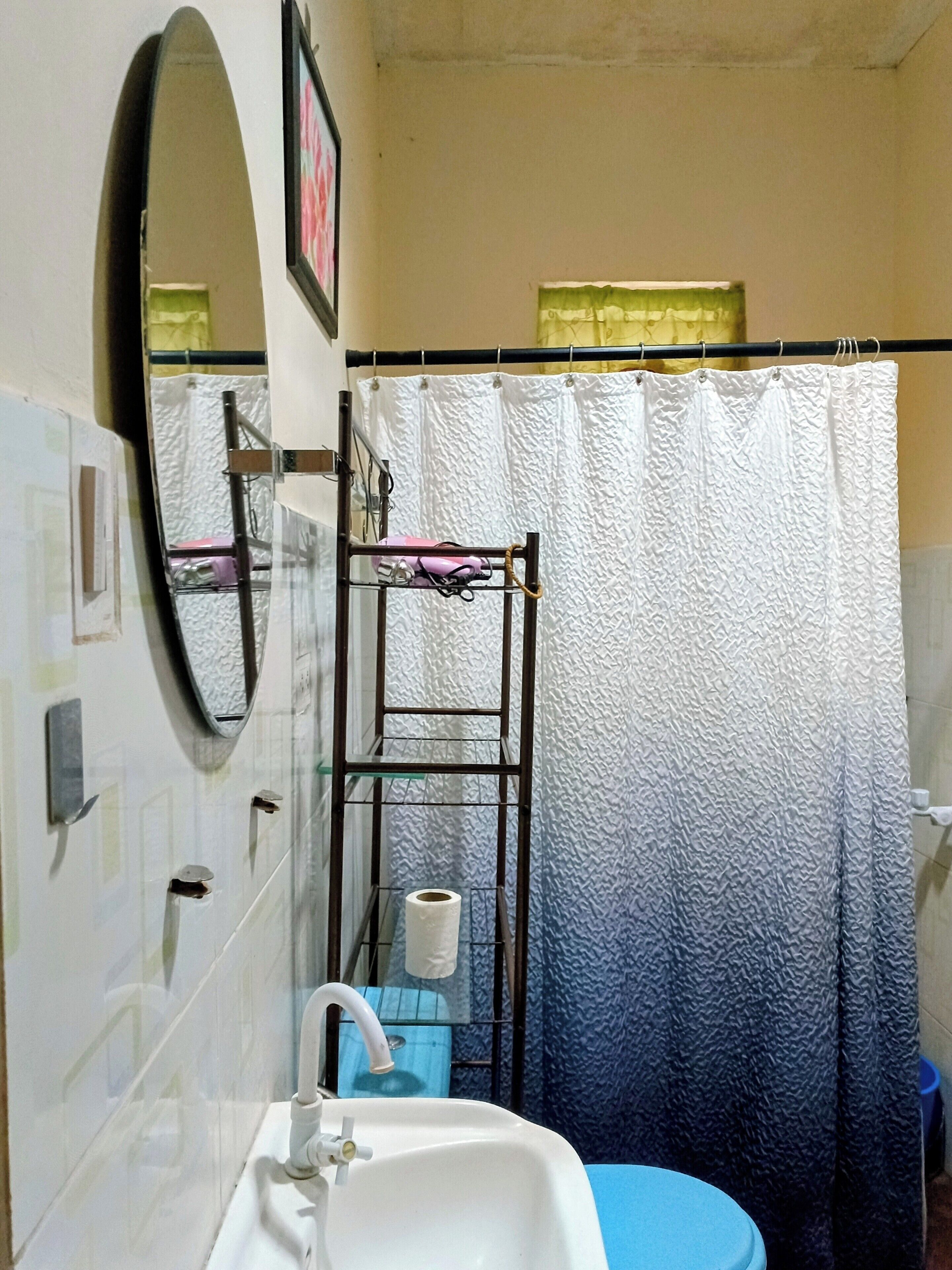 Shower, bidet, towels, toilet paper