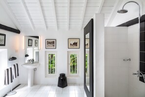 Standard Double or Twin Room, Pool View | Bathroom | Shower, hair dryer, slippers, towels - Clingendael Weligama (Weligama)