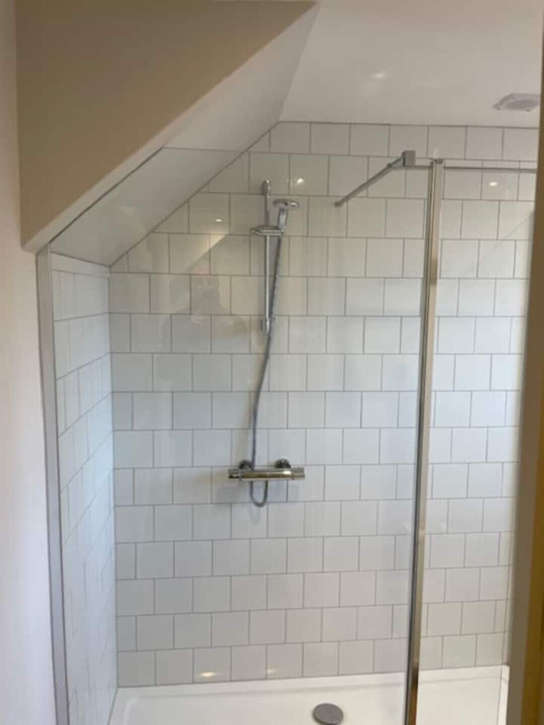 Shower, towels, soap, toilet paper