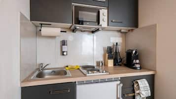 Microwave, stovetop, coffee/tea maker, toaster