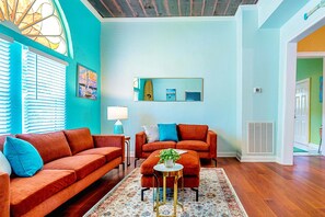 House, Multiple Beds, Patio, Garden View (Surf + Strand) | Living area - Surf + Strand Dual-unit Stay (Galveston)