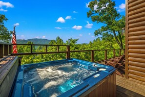 Outdoor spa tub - A Tree Top View | Near Downtown Gatlinburg—Big Views, Hot Tub, Pool Table (Gatlinburg)